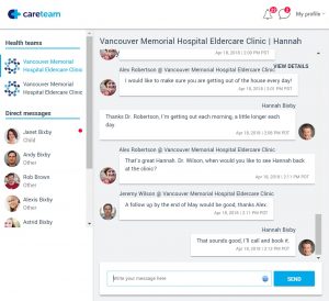 Careteam's secure messaging feature
