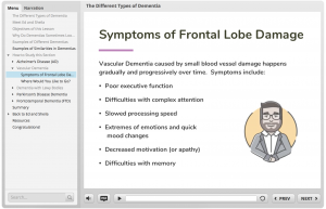 A screen grab of the e-learning module that describes symptoms of frontal load damage