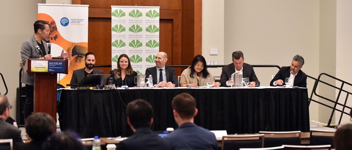 What's Next Canada Pitch Competition judges panel (L-R): Richard Lui, Lanny Geffen, Alexandra Stewart, Dr. Marc Rothman, Ginna Baik, John Hopper, Bruce Croxon.