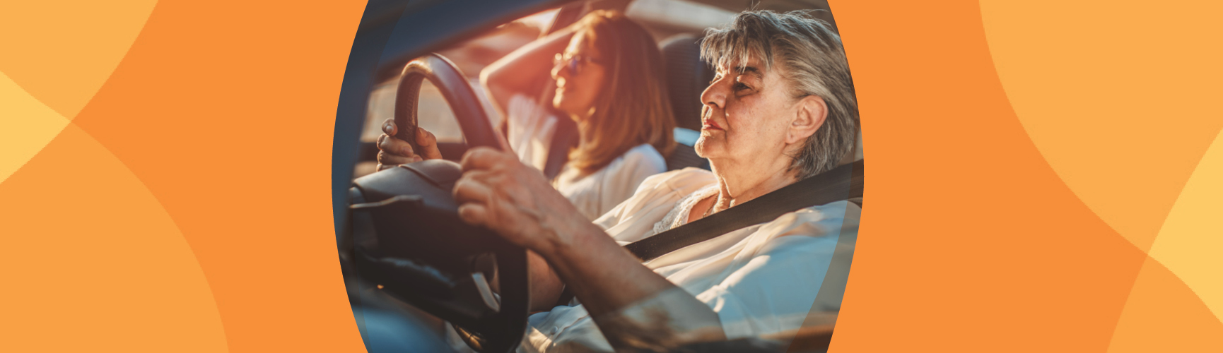 Older woman driving.