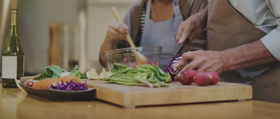 Older adults preparing food