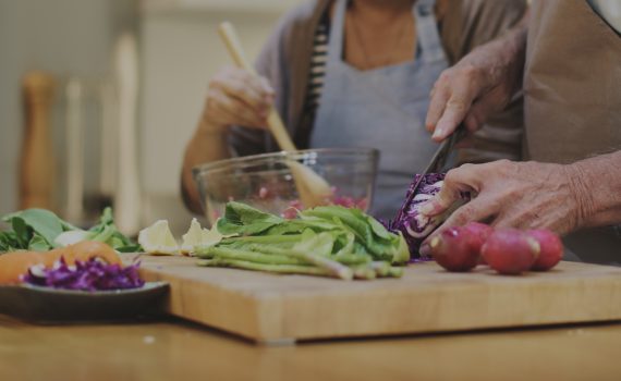 Older adults preparing food