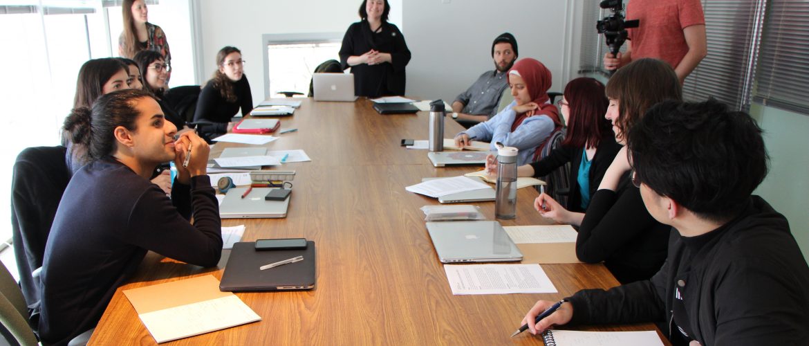 OCADU Professor Nancy Snow speaks to students