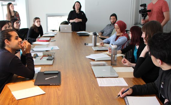 OCADU Professor Nancy Snow speaks to students
