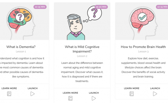 Lesson modules from the iGeriCare app, with images and text.