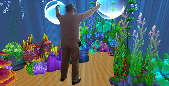 Man playing virtual reality game.