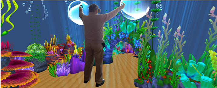 Man playing virtual reality game.