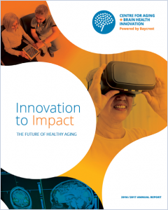 Copy of Annual report cover showing images of older adults interacting with technology