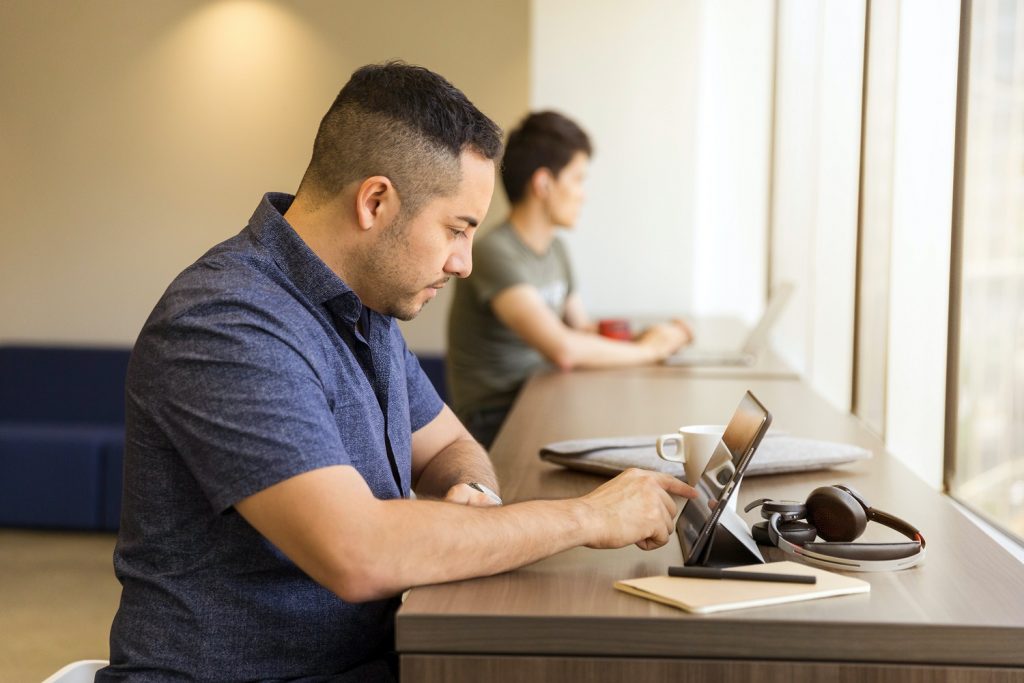 Man using a tablet