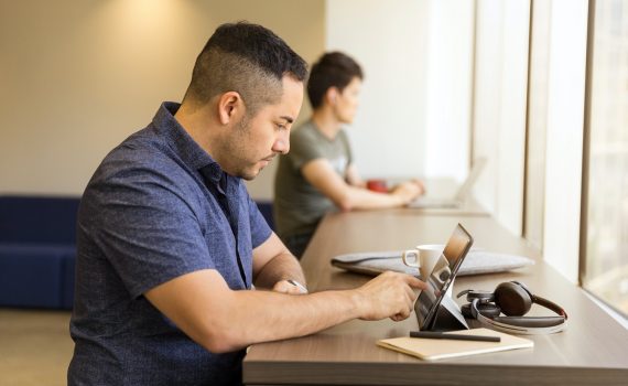 Man using a tablet